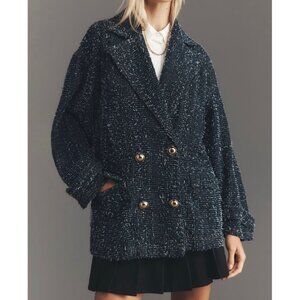 Maeve Needle-Punched Denim Blazer XL Double-Breasted Oversized Fit Medium Demin